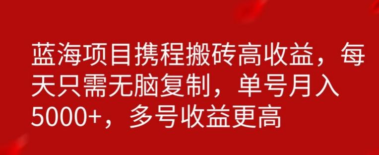 携程搬砖项目，只需每天无脑复制，月入5000+-皮皮网创