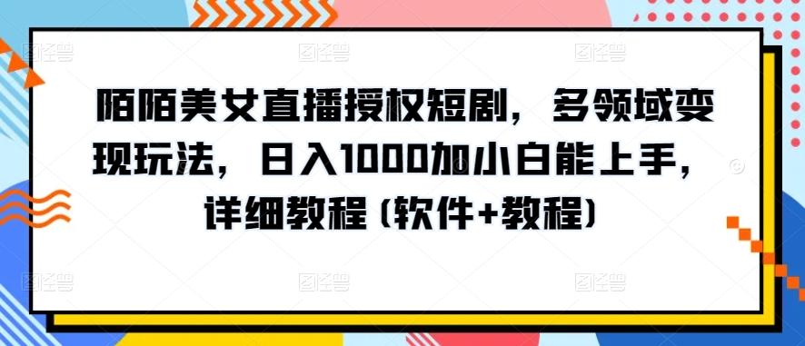 陌陌美女直播授权短剧，多领域变现玩法，日入1000加小白能上手，详细教程(软件+教程)【揭秘】-皮皮网创