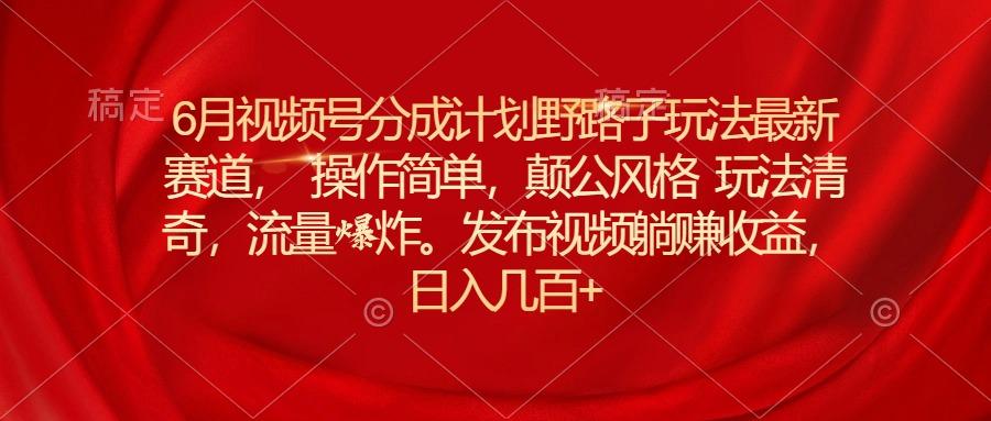 6月视频号分成计划野路子玩法最新赛道操作简单，颠公风格玩法清奇，流…-皮皮网创
