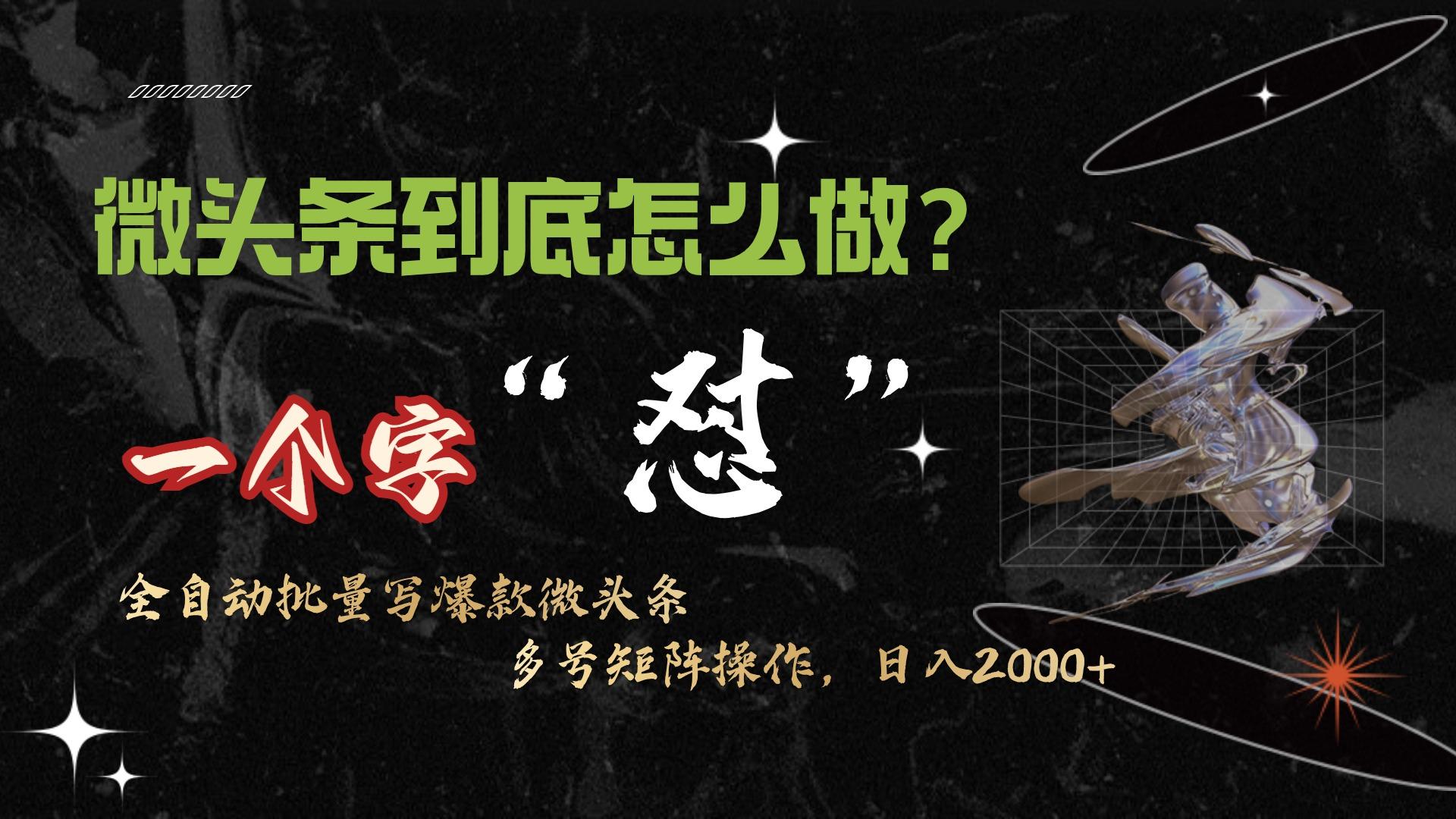 (9809期)微头条最新最强连怼操作，10分钟50条，真正解放双手，月入1w+-皮皮网创