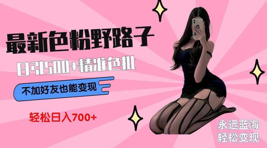 最新色粉变现野路子，日引500+老色批 可不加好友直接变现 小白轻松日入700+-皮皮网创