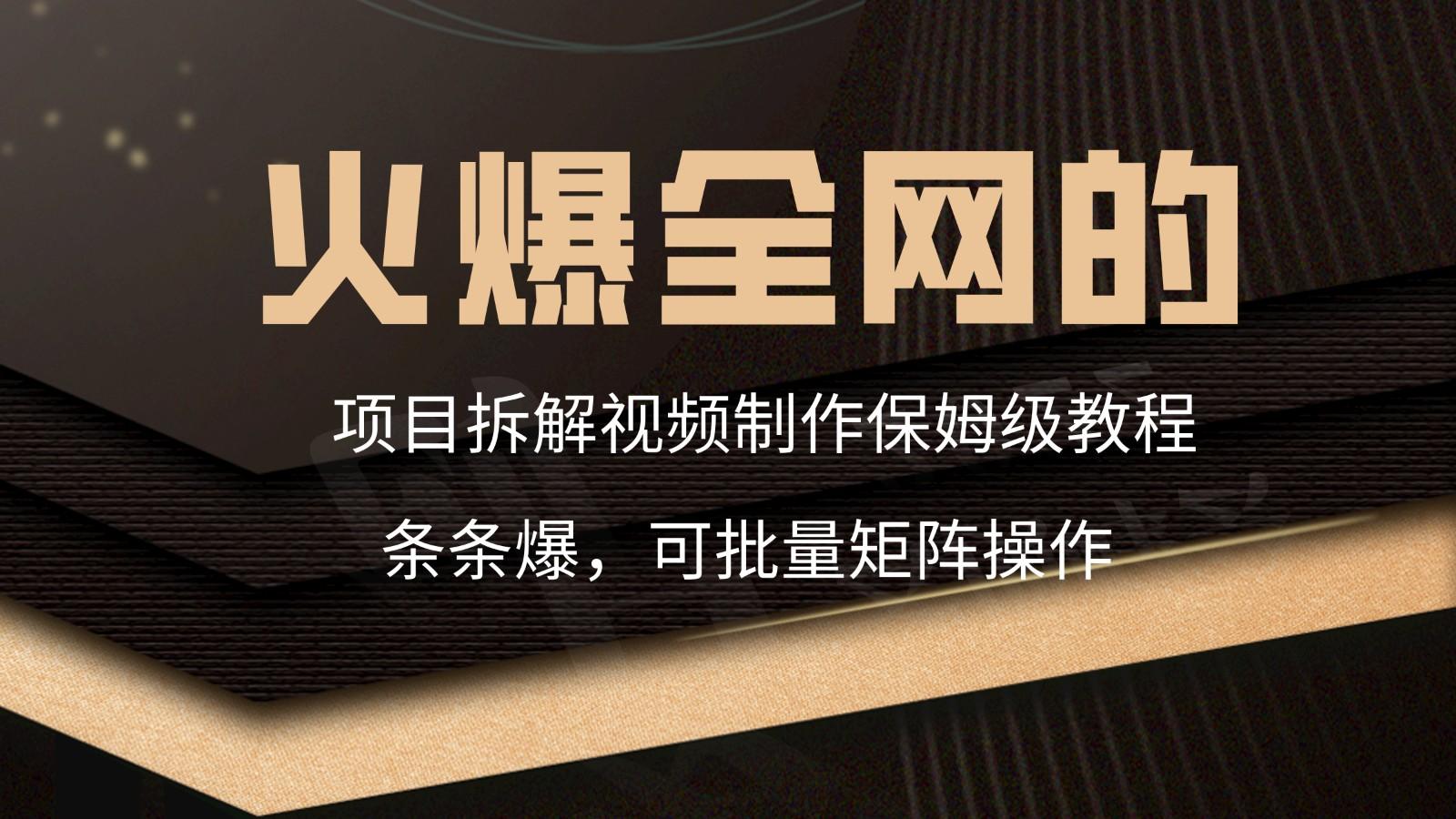 火爆全网的项目拆解类视频如何制作，条条爆，保姆级教程-皮皮网创