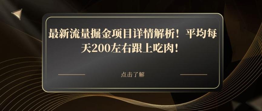 最新流量掘金项目详情解析！平均每天200左右跟上吃肉！-皮皮网创