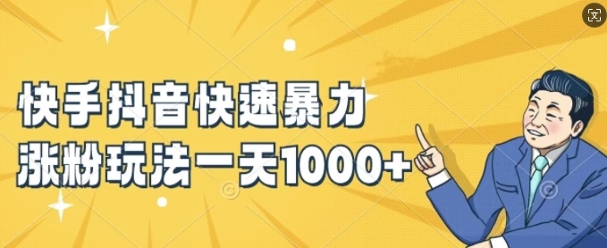 快手抖音快速暴力涨粉玩法，新手小白也能学会，一天1k+【揭秘】-皮皮网创