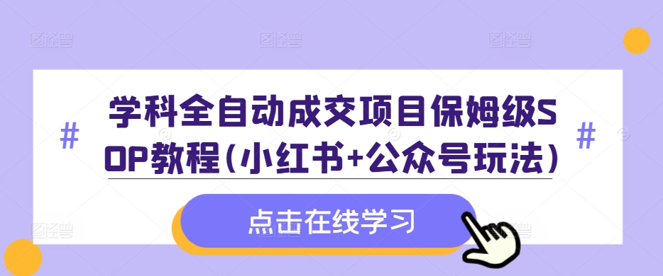 学科全自动成交项目保姆级SOP教程(小红书+公众号玩法)含资料-皮皮网创