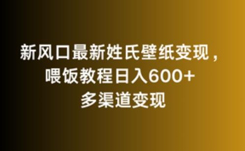 新风口最新姓氏壁纸变现，喂饭教程日入600+【揭秘】-皮皮网创
