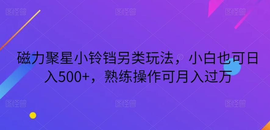 磁力聚星小铃铛另类玩法，小白也可日入500+，熟练操作可月入过万-皮皮网创