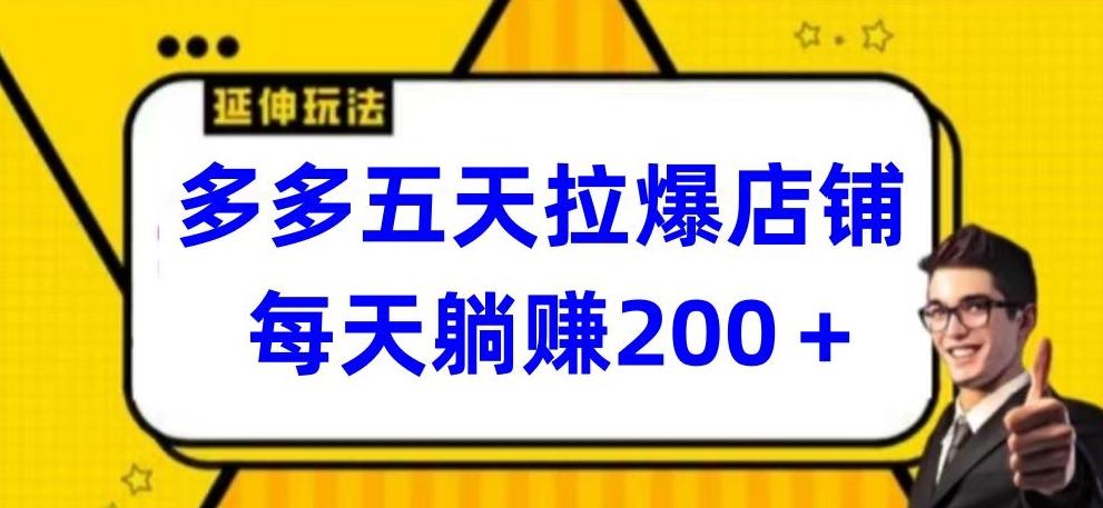 多多五天拉爆店铺，每天躺赚200+【揭秘】-皮皮网创