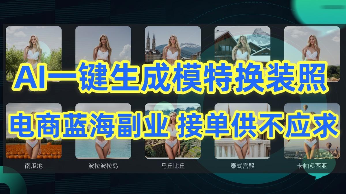 AI制作一键生成模特换装照，电商蓝海副业，接单供不应求-皮皮网创