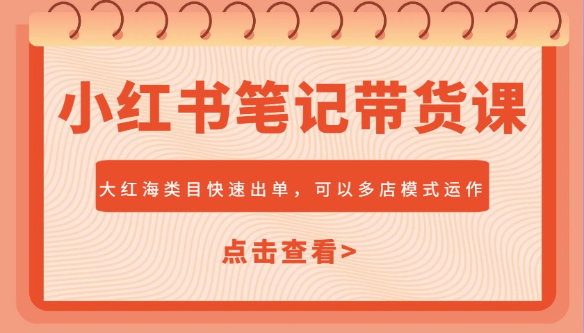 图片[1]-小红书笔记带货课，大红海类目快速出单，市场大，可以多店模式运作-皮皮网创