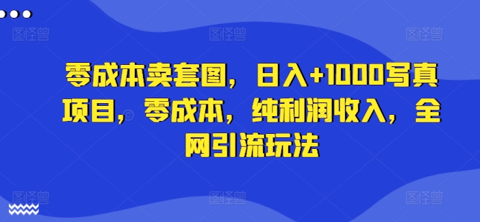 零成本卖套图，日入+1000写真项目，零成本，纯利润收入，全网引流玩法-皮皮网创
