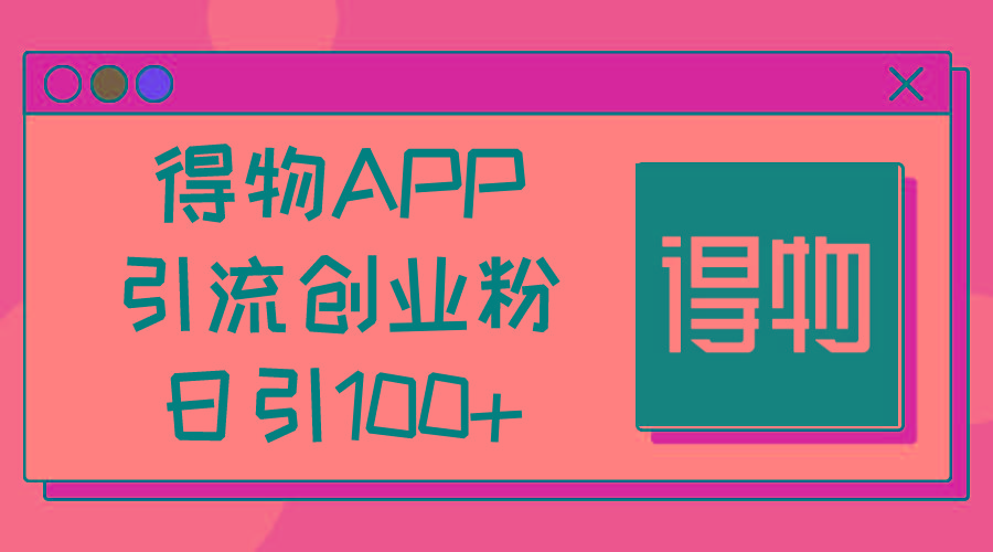 得物APP引流创业粉，日引100+-皮皮网创