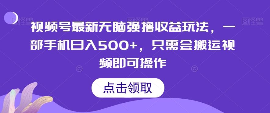 视频号最新无脑强撸收益玩法，一部手机日入500+，只需会搬运视频即可操作-皮皮网创