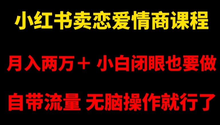 小红书卖恋爱情商课程，月入两万＋，小白闭眼也要做，自带流量，无脑操作就行了【揭秘】-皮皮网创