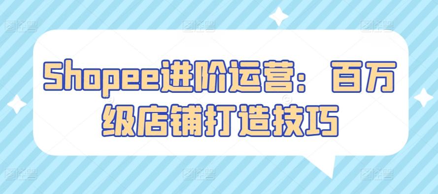 Shopee进阶运营：百万级店铺打造技巧-皮皮网创