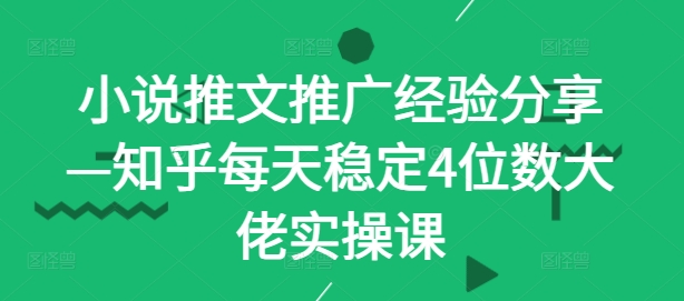 小说推文推广经验分享—知乎每天稳定4位数大佬实操课-皮皮网创