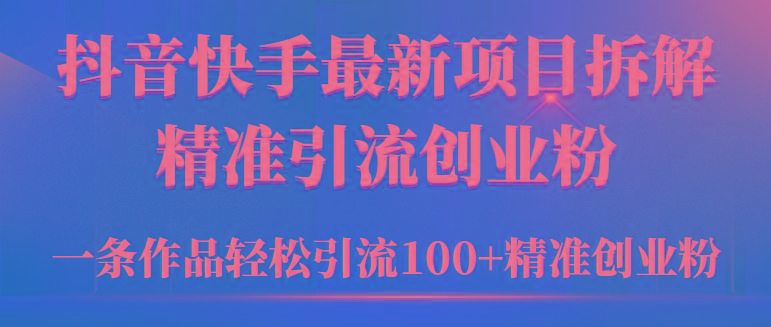 (9447期)2024年抖音快手最新项目拆解视频引流创业粉，一天轻松引流精准创业粉100+-皮皮网创
