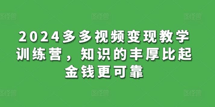 2024多多视频变现教学训练营，知识的丰厚比起金钱更可靠-皮皮网创