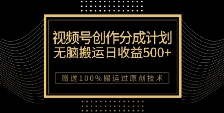 视频号分成计划与私域双重变现，纯搬运无技术，日入3~5位数【揭秘】-皮皮网创