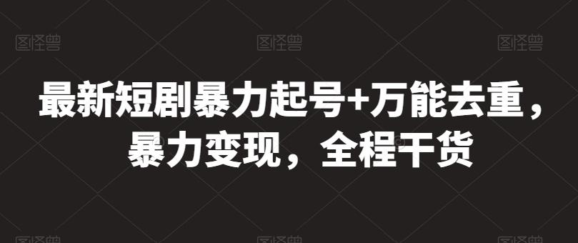 最新短剧暴力起号+万能去重，暴力变现，全程干货【揭秘】-皮皮网创