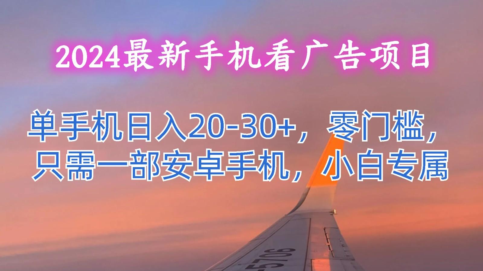 2024最新手机看广告项目，单手机日入20-30+，零门槛，只需一部安卓手机，小白专属-皮皮网创