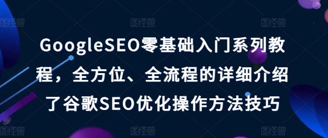 GoogleSEO零基础入门系列教程，全方位、全流程的详细介绍了谷歌SEO优化操作方法技巧-皮皮网创