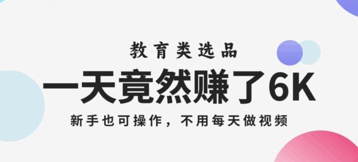 一天竟然赚了6000多，教育类选品，新手也可操作，更不用每天做短视频【揭秘】-皮皮网创