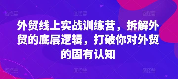 外贸线上实战训练营，拆解外贸的底层逻辑，打破你对外贸的固有认知-皮皮网创