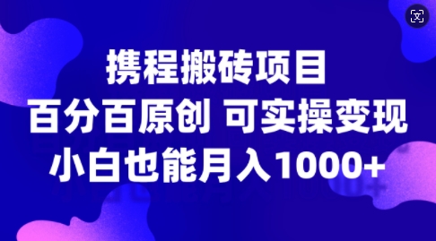 携程搬砖项目，百分百原创，可实操变现，新手小白月入1k+【揭秘】-皮皮网创