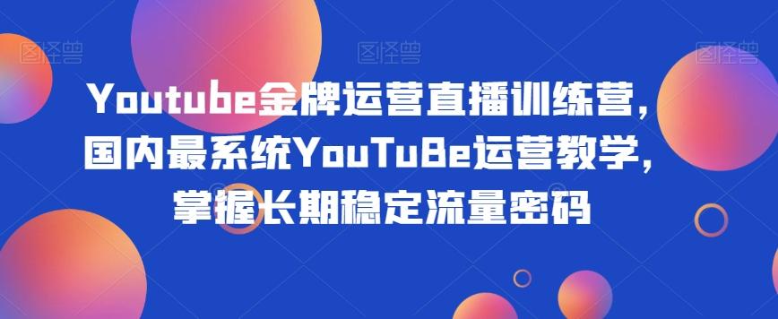 Youtube金牌运营直播训练营，国内最系统YouTuBe运营教学，掌握长期稳定流量密码-皮皮网创