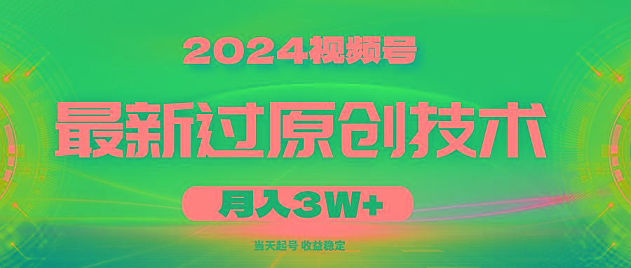 2024视频号最新过原创技术，当天起号，收益稳定，月入3W+-皮皮网创