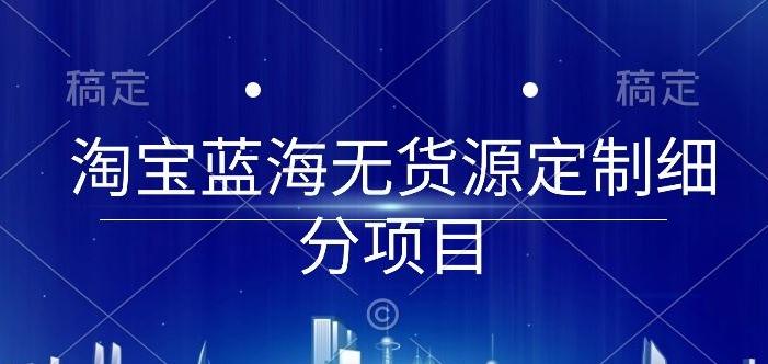 淘宝蓝海无货源定制细分项目，从0到起店实操全流程【揭秘】-皮皮网创