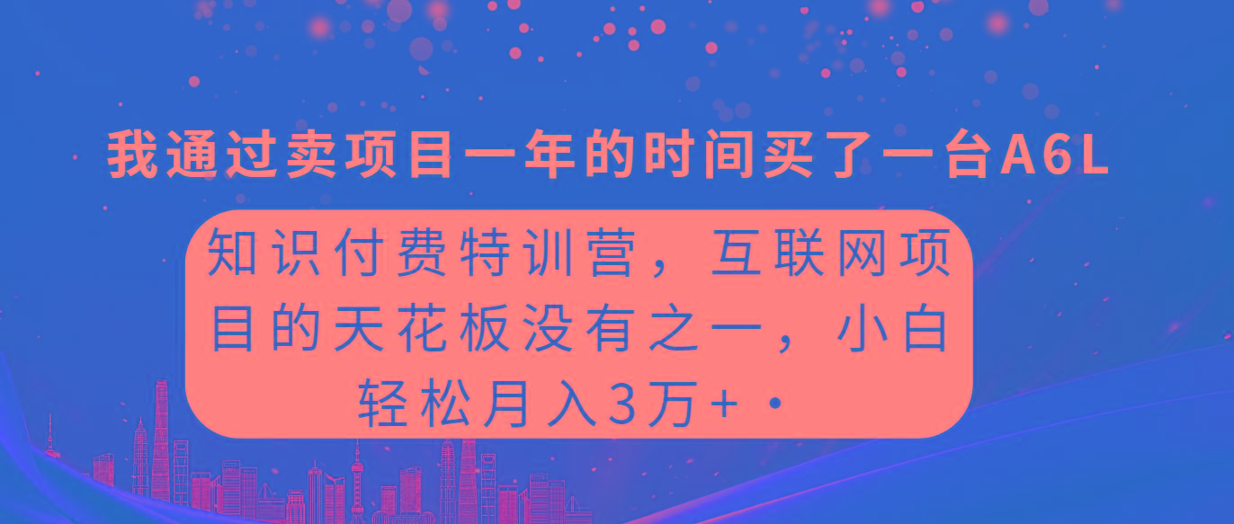(9469期)知识付费特训营，互联网项目的天花板，没有之一，小白轻轻松松月入三万+-皮皮网创