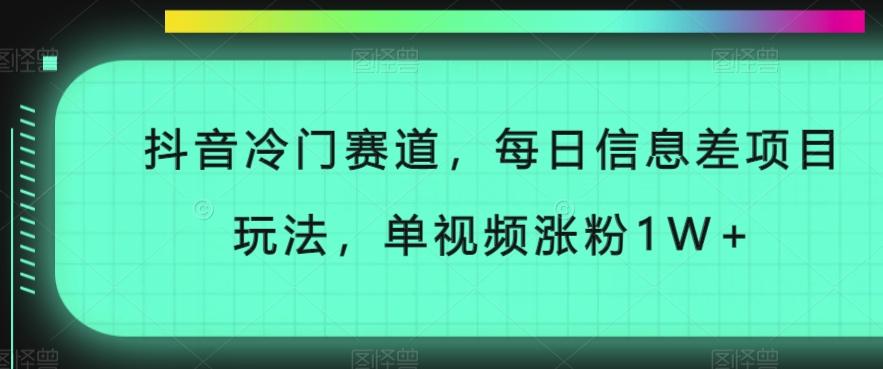 抖音冷门赛道，每日信息差项目玩法，单视频涨粉1W+-皮皮网创