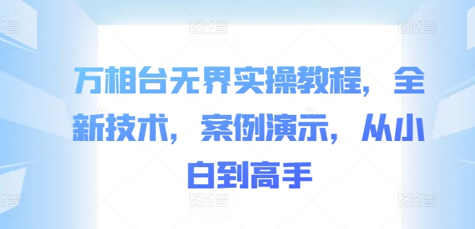 万相台无界实操教程，全新技术，案例演示，从小白到高手-皮皮网创