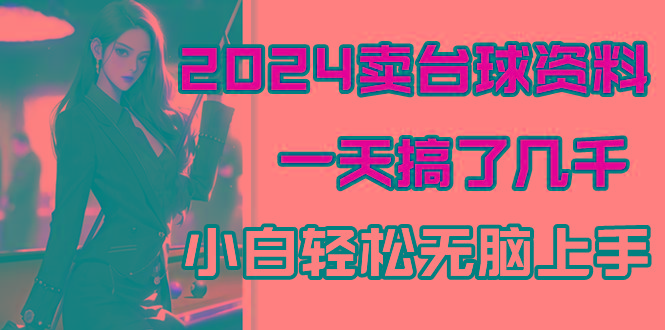 2024卖台球资料，一天搞了几千，小白轻松无脑上手-皮皮网创