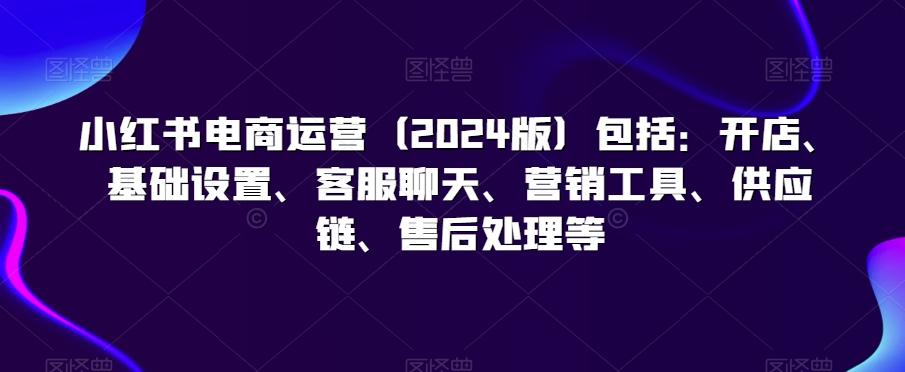 小红书电商运营(2024版)包括：开店、基础设置、客服聊天、营销工具、供应链、售后处理等-皮皮网创