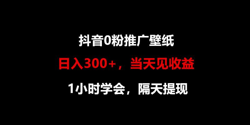 日入300+，抖音0粉推广壁纸，1小时学会，当天见收益，隔天提现-皮皮网创