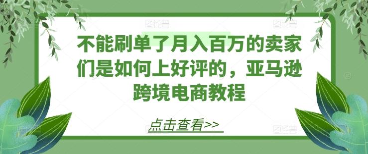 不能刷单了月入百万的卖家们是如何上好评的，亚马逊跨境电商教程-皮皮网创