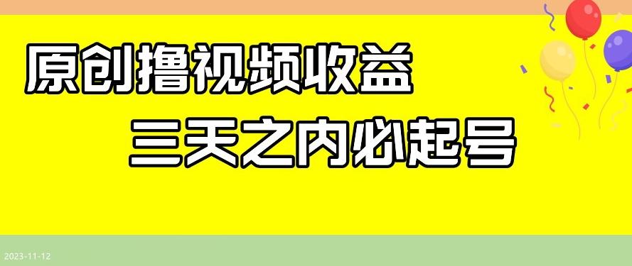 最新撸视频收益，三天之内必起号，一天保底100+【揭秘】-皮皮网创