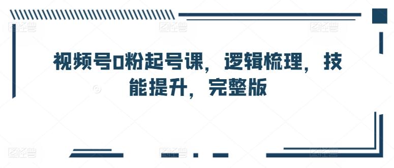 视频号0粉起号课，逻辑梳理，技能提升，完整版-皮皮网创