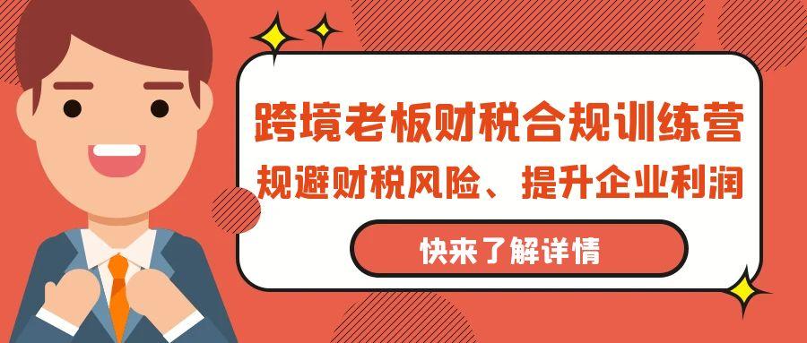 (9838期)跨境老板-财税合规训练营，规避财税风险、提升企业利润-皮皮网创