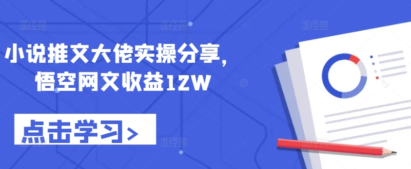 小说推文大佬实操分享，悟空网文收益12W-皮皮网创