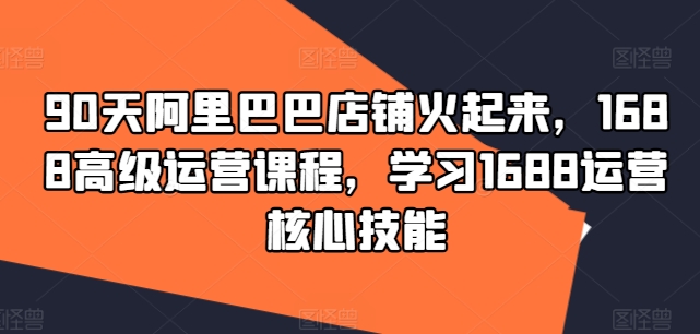 90天阿里巴巴店铺火起来，1688高级运营课程，学习1688运营核心技能-皮皮网创
