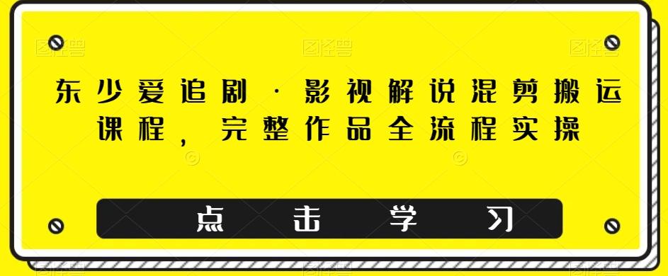 东少爱追剧·影视解说混剪搬运课程，完整作品全流程实操-皮皮网创