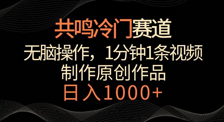 共鸣冷门赛道，无脑操作，一分钟一条视频，日入1000+【揭秘】-皮皮网创