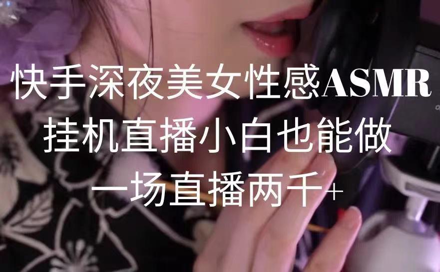 快手深夜美女性感ASMR挂机直播，小白也能做，一场直播两千+-皮皮网创