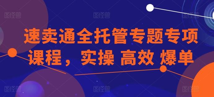 速卖通全托管专题专项课程，实操 高效 爆单-皮皮网创