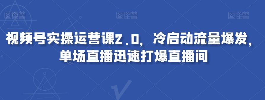 视频号实操运营课2.0，冷启动流量爆发，单场直播迅速打爆直播间-皮皮网创