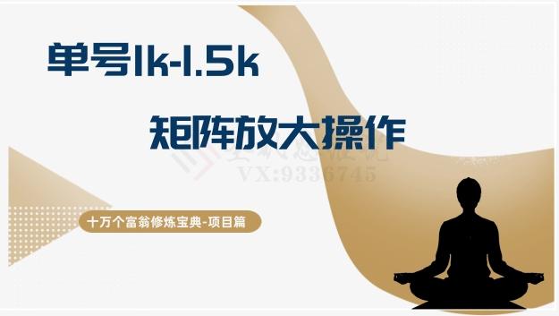 十万个富翁修炼宝典15.单号1k-1.5k，矩阵放大操作-皮皮网创